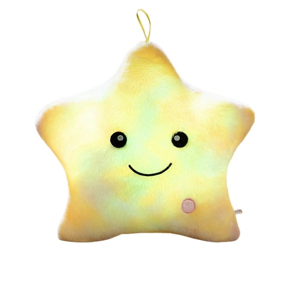 24x22cm Creative Twinkle Glowing Stars Shape Plush Throw Pillow, LED Night Light Pillow Cushions Stuffed Toys Gifts for Kids Christmas Birthday