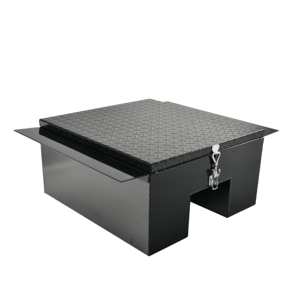 24x22x12 Inch Aluminum Step Truck Tool Box Low Profile w/ Notched Bottom