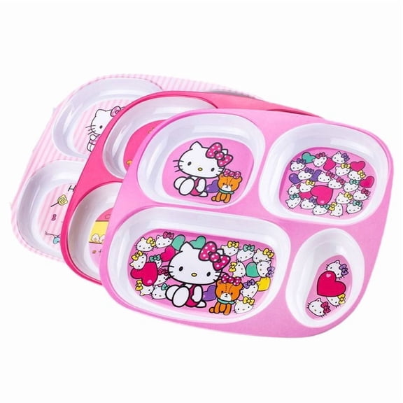 24x22x2cm Melody KT Kuromi Ceramic-like Dinner Plates with Compartments Cartoon Feeding Plates Cute Fruit Plates Home Eating Birthday Gift Christmas Gifts
