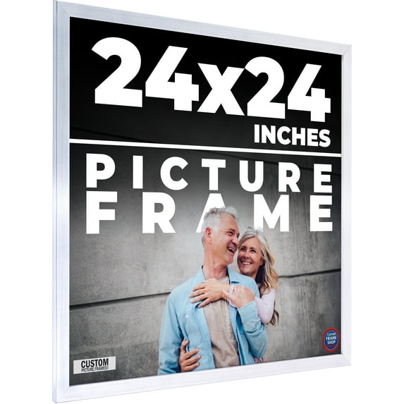 24x24 - 24 x 24 Stainless Steel Silver Solid Wood Frame with UV Framer's Acrylic & Foam Board