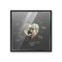 24x24 Black Autograph & Signature Frame with Black Heart Photo Mat for 8x8 Picture - Includes Pens,