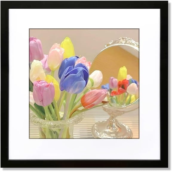 24x24 Black Picture Frame Mat for 20x20 Photo Wall Mounting Poster Frame-1pcs