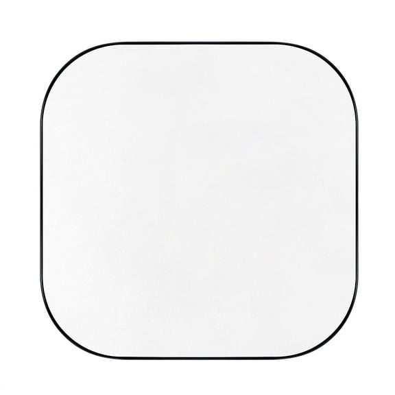 24x24'' Black Rounded Square Bathroom Vanity Wall Mirror Matt Black Stainless Steel Metal Framed Square Bathroom Mirror
