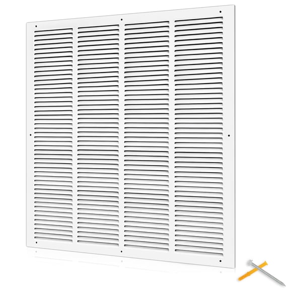 24x24 Duct Opening | Steel Return Air Grille Vent Cover Grill For Sidewall And Ceiling Hvac Cold Intake White Outer Dimensions: 25.75"w X 25.75"