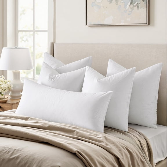 Fluffy Decorative Throw Pillow Inserts, White Down Feather, 24x24 Size