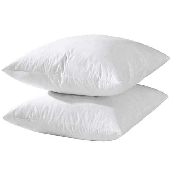 24x24 Euro Throw Pillow Inserts-Down Feather Pillow Inserts-Cotton Fabric-Set of 2-White.