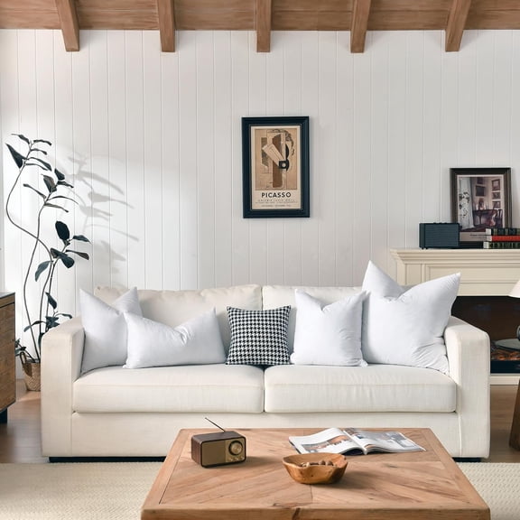 24x24 Euro Throw Pillow Inserts-Down Feather Pillow Inserts-Cotton Fabric-Set of 2-White