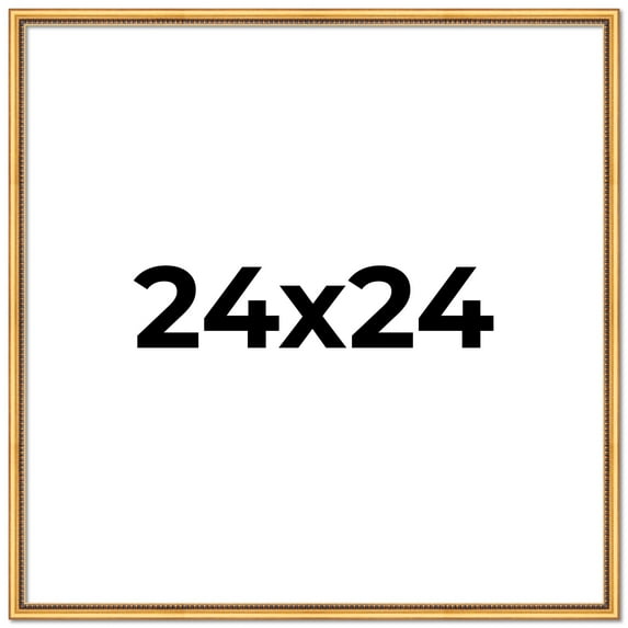24x24 Frame Beaded Gold Solid Wood Picture Frame | 0.75 Inches Moulding Width | Liscio Oro