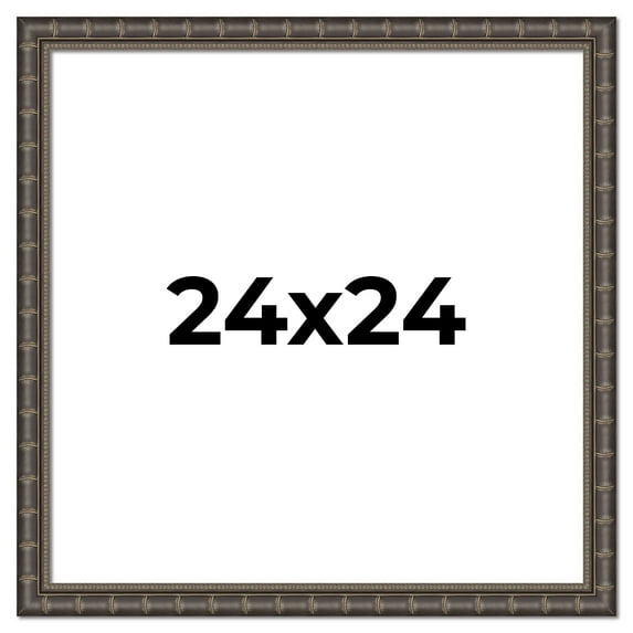 24x24 Frame Black Bamboo Solid Wood Picture Frame Width 1.5 Inches | Interior Frame Depth 0.5