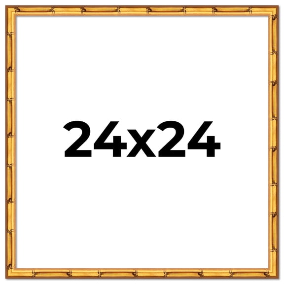 24x24 Frame Gold Bamboo Solid Wood Picture Frame | 1 Inch Moulding Width | Interior Frame Depth