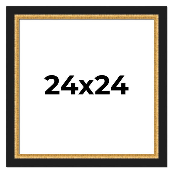 24x24 Frame Gold Real Wood Picture Frame Width 2.25 Inches | Interior Frame Depth 0.5 Inches |