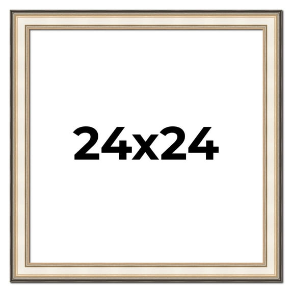 24x24 Frame Gold Silver Plein Aire 2" Inch Wide Moulding Solid Wood Picture Frame | Modena