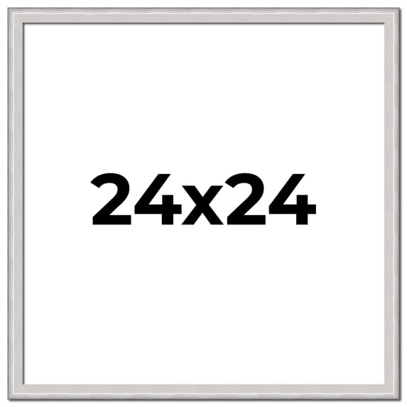 24x24 Frame Silver Inner Slope Bevel Picture Frame | 1 Inch Moulding Width | 0.75 Inch Rabbet Depth