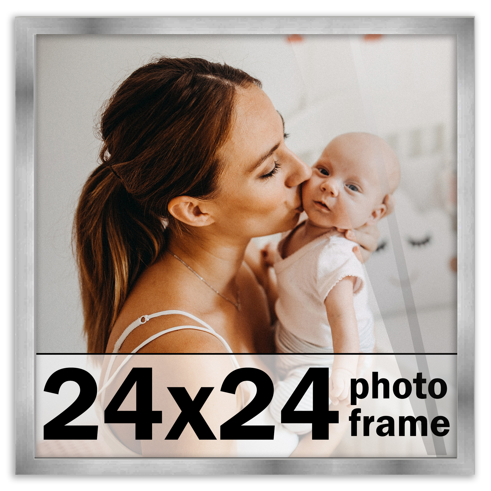 24x24 Frame Silver Stainless Steel Solid Wood Picture Frame | 0.75 Inch ...