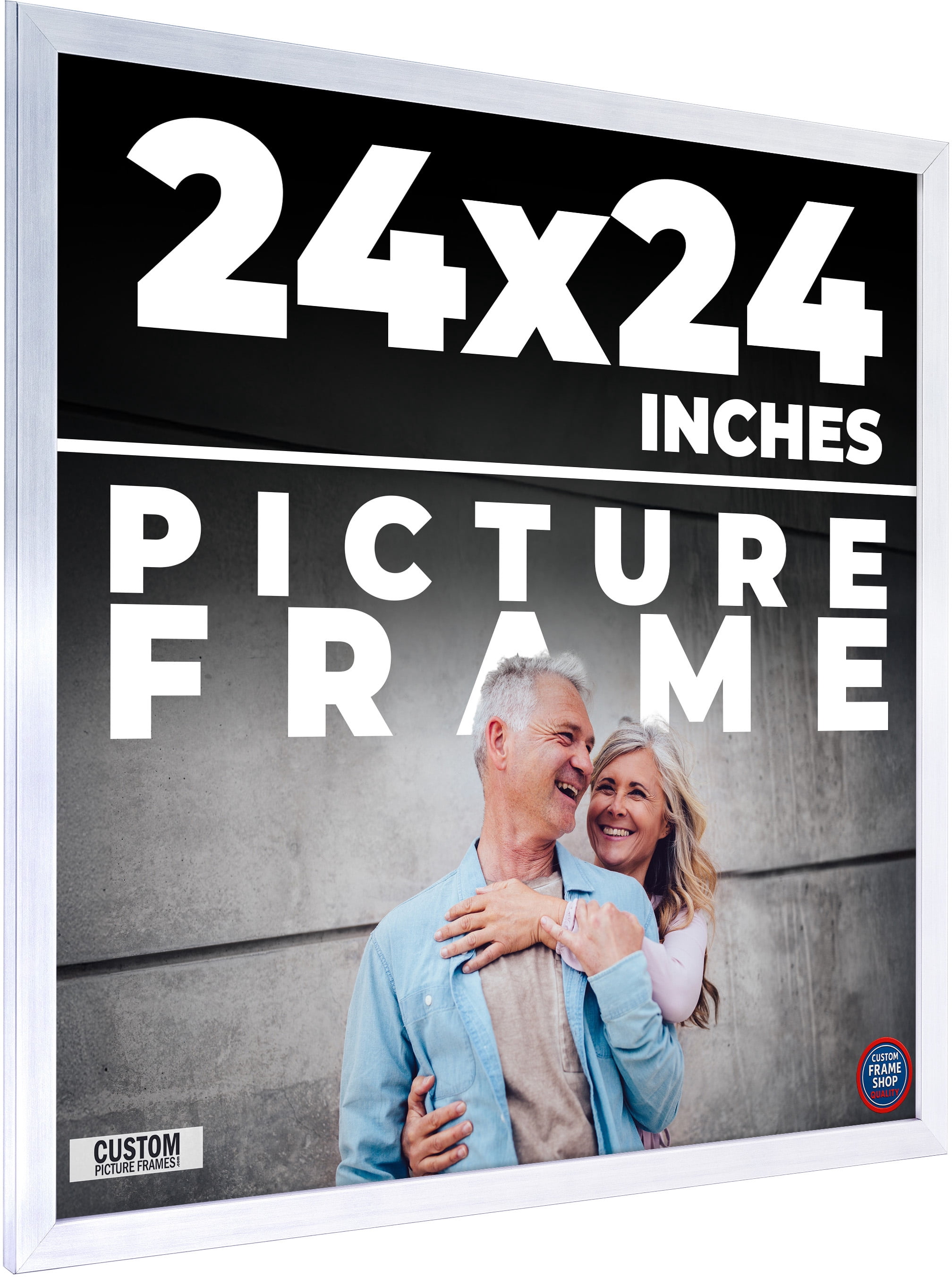 24x24 Frame Silver Stainless Steel Solid Wood Picture Frame | 0.75 Inch ...
