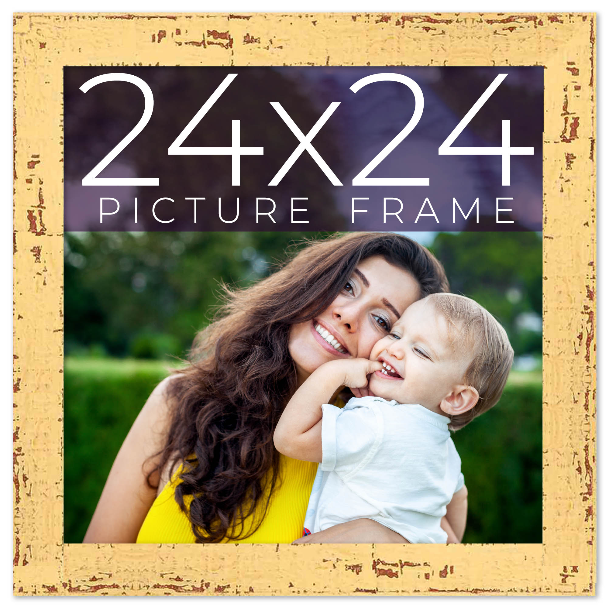 24x24 Frame Yellow Real Wood Picture Frame Width 1.25 inches | Interior ...