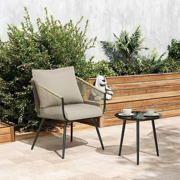 24x24 Inch Deep Seat Outdoor Cushion Set, Khaki Fade-Resistant and Water-Resistant  Chair Cushion for Wicker Chairs, Sofas, Love Seats