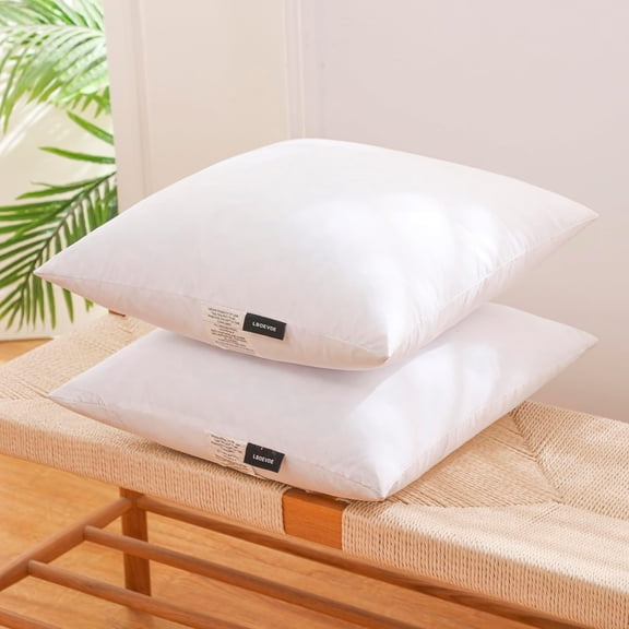 24x24 Inch Gold Goose Down and Feather Throw Pillow Inserts-2 Packs,White,Super Soft Cover,Double Layer Dwon Proof Design,High Filling Weight.