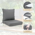 thumbnail image 1 of 24x24 Inch Outdoor Deep Seat Cushion Set - Waterproof Fade-Resistant Patio Furniture Cushions with Removable Covers, Adjustable Straps & Handles for Chairs, Sofa, Couch (2-Piece)-Gray,, 1 of 4