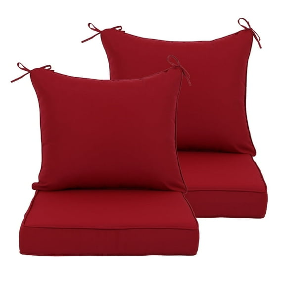 24x24 Inch Outdoor Deep Seat Cushion Set - Waterproof Fade-Resistant Patio Furniture Cushions with Removable Covers, Adjustable Straps & Handles for Chairs, Sofa, Couch (2-Piece)-flag