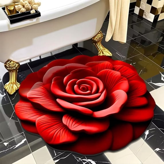 24x24 Inch Water Absorbent 3D Visual Entry Rug Non-Slip Bathroom Floor Mat Wear-Resistant Carpet for Mudroom Entryway Garage Living Spaces