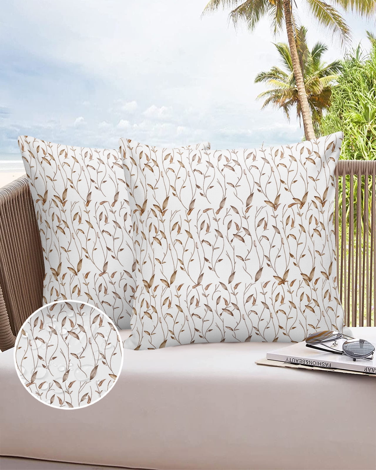 24x24 Outdoor Pillow Covers Set of 2 Vintage Flower Branches Outdoor