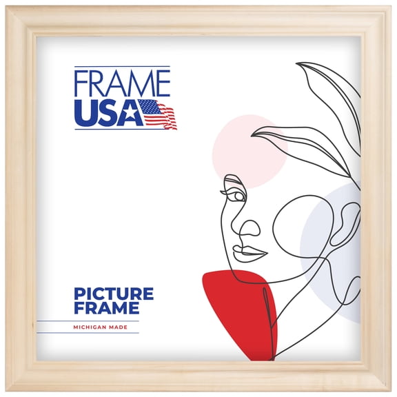 24x24 Picture Frame Beige Unfinished Style 102-668-11200, 1.5 Inch Wood Moulding, Includes Plexiglass and Backing Wall Display Frame for Art, Posters, or Photos Frame USA