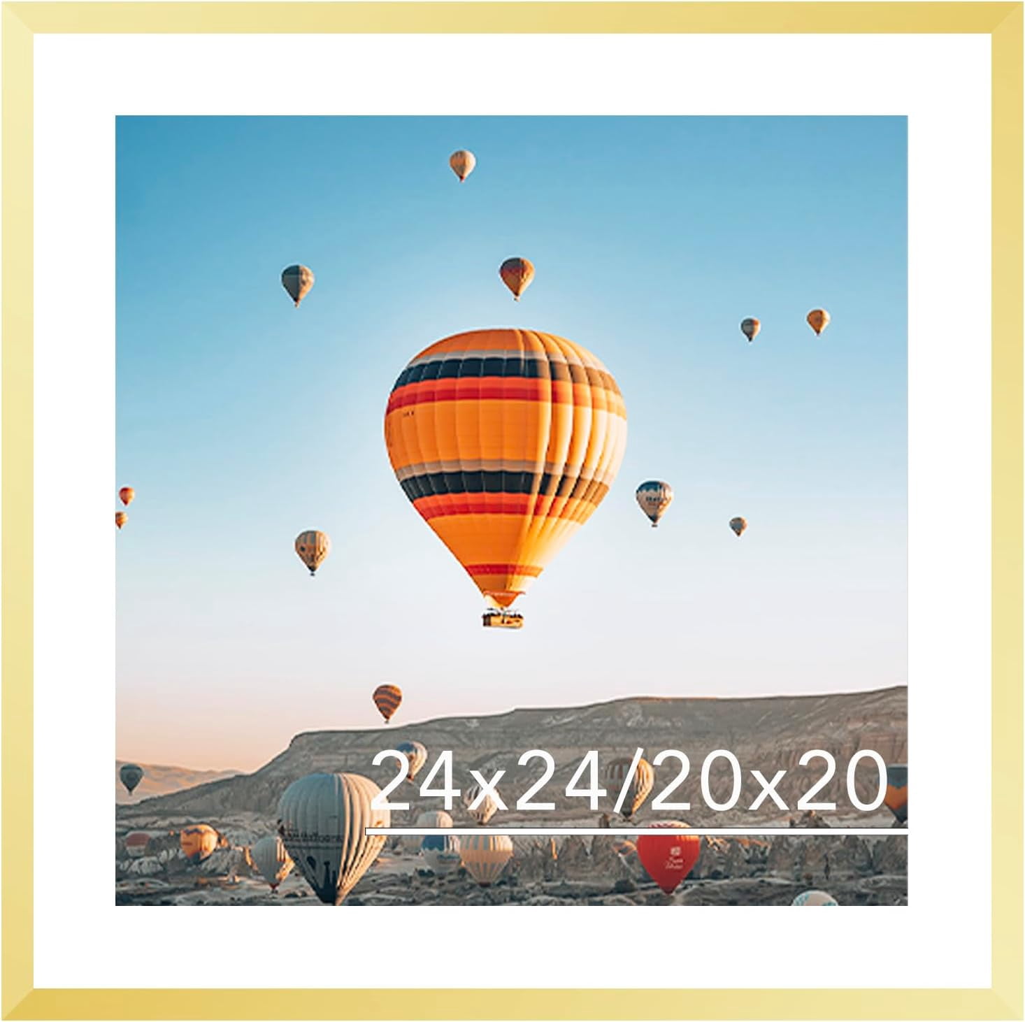 24x24 Picture Frame Gold with 20x20 Mat, Display Photo 20x20 with Mat ...