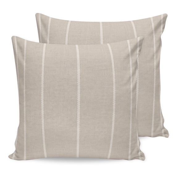 24x24 Pillow Covers Set of 2, Beige Striped Throw Pillow Covers Decorative Couch Cushion Case, Farmhouse Linen Texture Line Stripes Microfiber Square Pillowcases for Bedroom Car Living Room