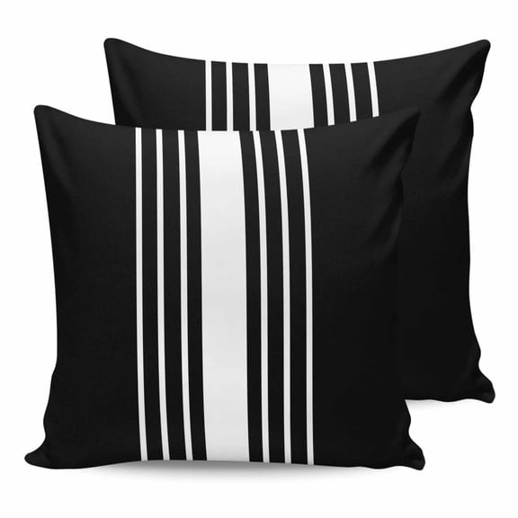 24x24 Pillow Covers Set of 2, Black White Stripe Throw Pillow Covers Decorative Couch Cushion Case, Modern Rustic Vertical Striped Microfiber Square Pillowcases for Bedroom Car Living Room