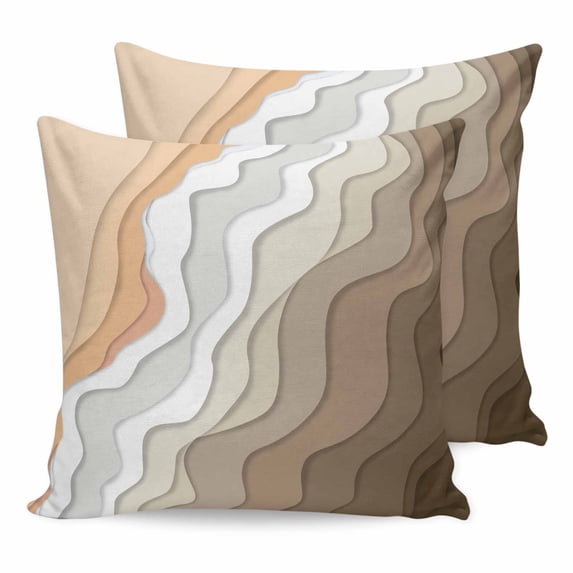 24x24 Pillow Covers Set of 2, Brown Coastal Beach Square Throw Pillow Covers for Couch/Sofa/Living Room, Retro Farmhouse Ocean Waves Striped Decorative Soft Pillowcases for Couch Throw Pillows