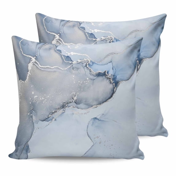 24x24 Pillow Covers Set of 2, Marble Blue Throw Pillow Covers Decorative Couch Cushion Case, Modern Abstract Ink Painting Luxury Microfiber Square Pillowcases for Bedroom Car Living Room
