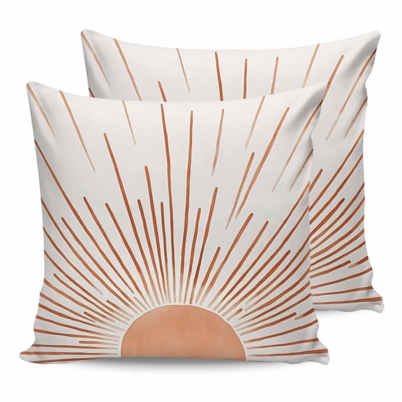 24x24 Pillow Covers Set of 2, Orange Sunshine Throw Pillow Covers Decorative Couch Cushion Case, Lines Retro Abstract Middle Century Microfiber Square Pillowcases for Bedroom Car Living Room