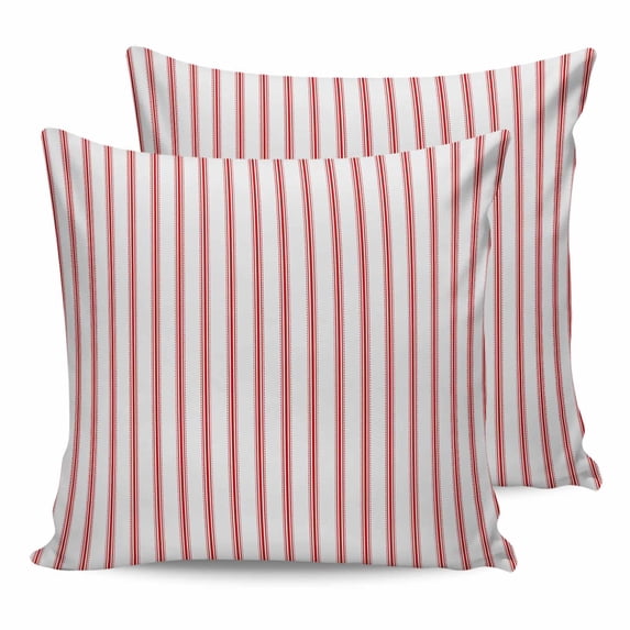 24x24 Pillow Covers Set of 2, Red Striped Throw Pillow Covers Decorative Couch Cushion Case, Red White Stripes Farmhouse Microfiber Square Pillowcases for Bedroom Car Living Room