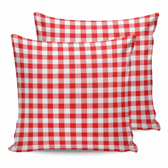 24x24 Pillow Covers Set of 2, Red White Plaid Throw Pillow Covers Decorative Couch Cushion Case, Modern Farmhouse Buffalo Check Gingham Microfiber Square Pillowcases for Bedroom Car Living Room