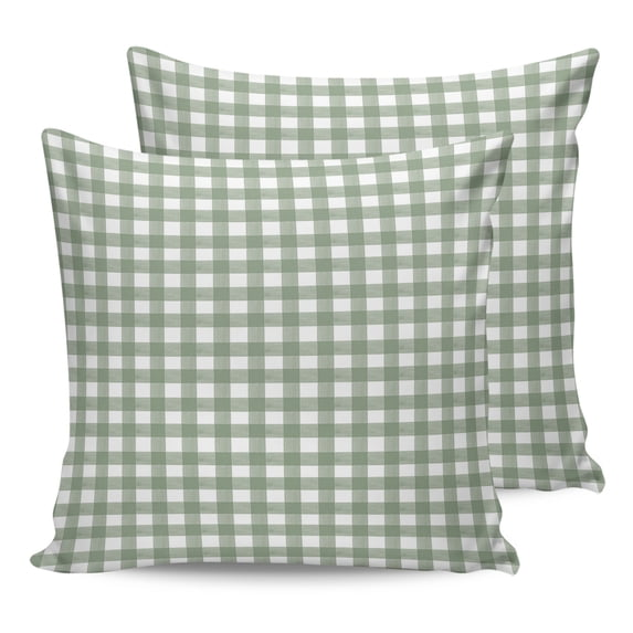 24x24 Pillow Covers Set of 2, Sage Green Buffalo Plaid Throw Pillow Covers Decorative Couch Cushion Case, Farmhouse Green White Checkered Microfiber Square Pillowcases for Bedroom Car Living Room