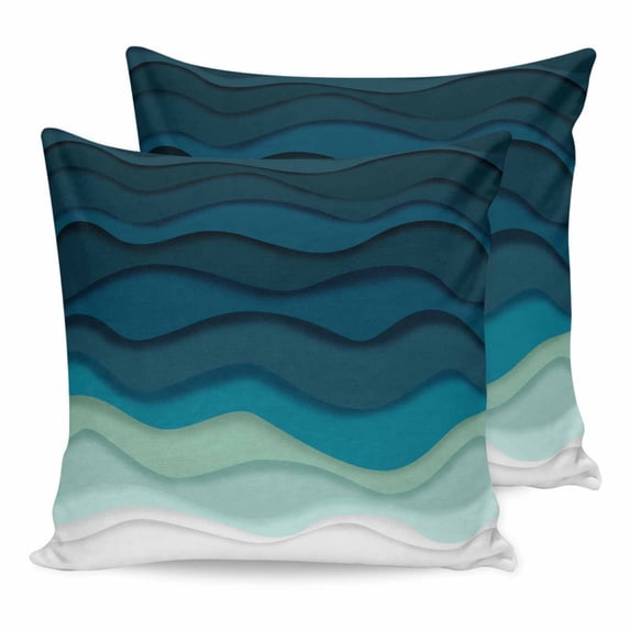 24x24 Pillow Covers Set of 2, Teal Ocean Square Throw Pillow Covers for Couch/Sofa/Living Room, Coastal Sea Moire Waves Abstract Ombre Art Decorative Soft Pillowcases for Couch Throw Pillows