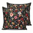 thumbnail image 1 of 24x24 Pillow Covers Set of 2, Watercolor Flowers Throw Pillow Covers Decorative Couch Cushion Case, Farmhouse Floral Vintage Black Microfiber Square Pillowcases for Bedroom Car Living Room, 1 of 7