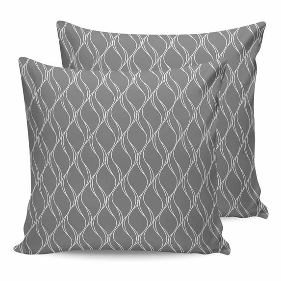 24x24 Pillow Covers Set of 2, Wavy Lines Throw Pillow Covers Decorative Couch Cushion Case, Abstract Minimalist Pattern Gray Microfiber Square Pillowcases for Bedroom Car Living Room