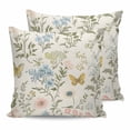 thumbnail image 1 of 24x24 Pillow Covers Set of 2, Wildflowers Throw Pillow Covers Decorative Couch Cushion Case, Spring Flowers Plants Farmhouse Pastoral Microfiber Square Pillowcases for Bedroom Car Living Room, 1 of 7