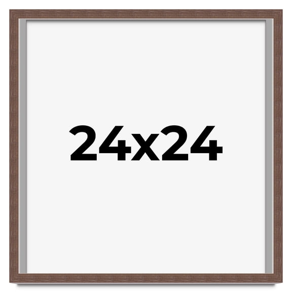 24x24 Shadow Box Frame Brown | 1.125 inches Deep Real Wood Rustic Shadowbox Display Frame | UV