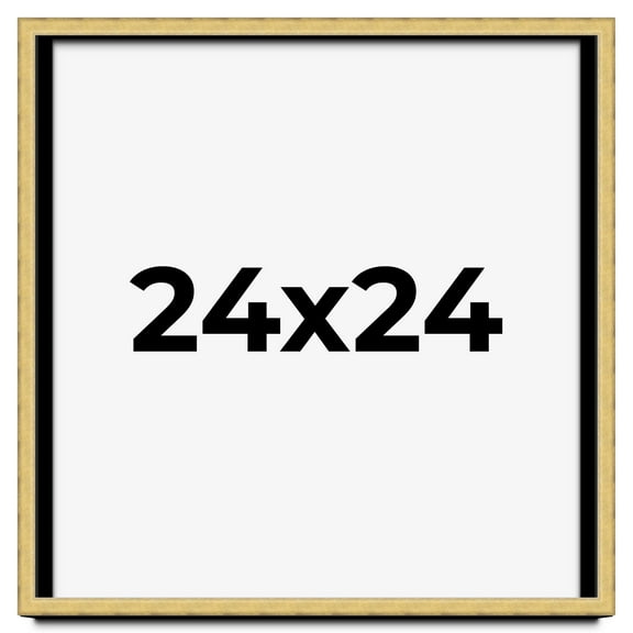 24x24 Shadow Box Frame Gold | 1.375 Inches Deep Real Wood Contemporary Shadowbox Display Frame | UV