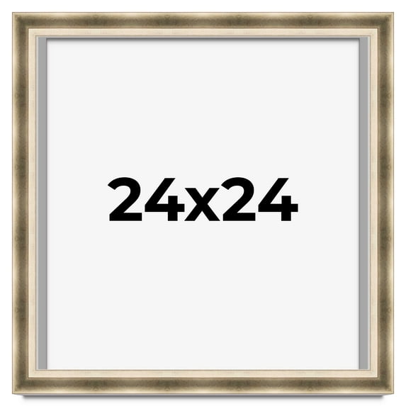 24x24 Shadow Box Frame Silver | 1.75 inches Deep Real Wood Traditional Shadowbox Display Frame | UV