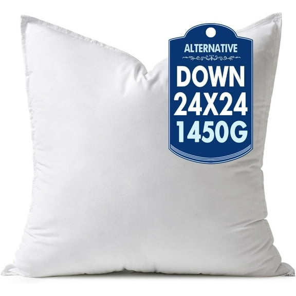 24x24 Synthetic Down Alternative Pillow Insert Euro Decorative Throw Pillow 24 x 24 Inch Body Bed Sleeping Ultra Soft Fluffy Form for Sofa Couch Bed