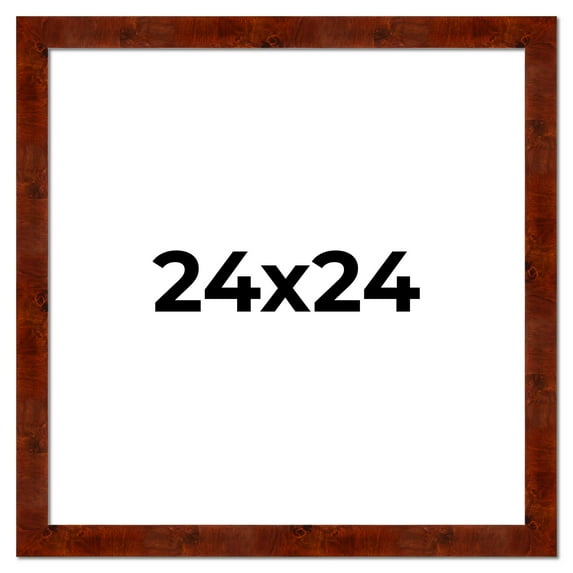24x24 Walnut Brown Veneer Real Wood Picture Frame Width 1.75 inches | Interior Frame Depth 0.5
