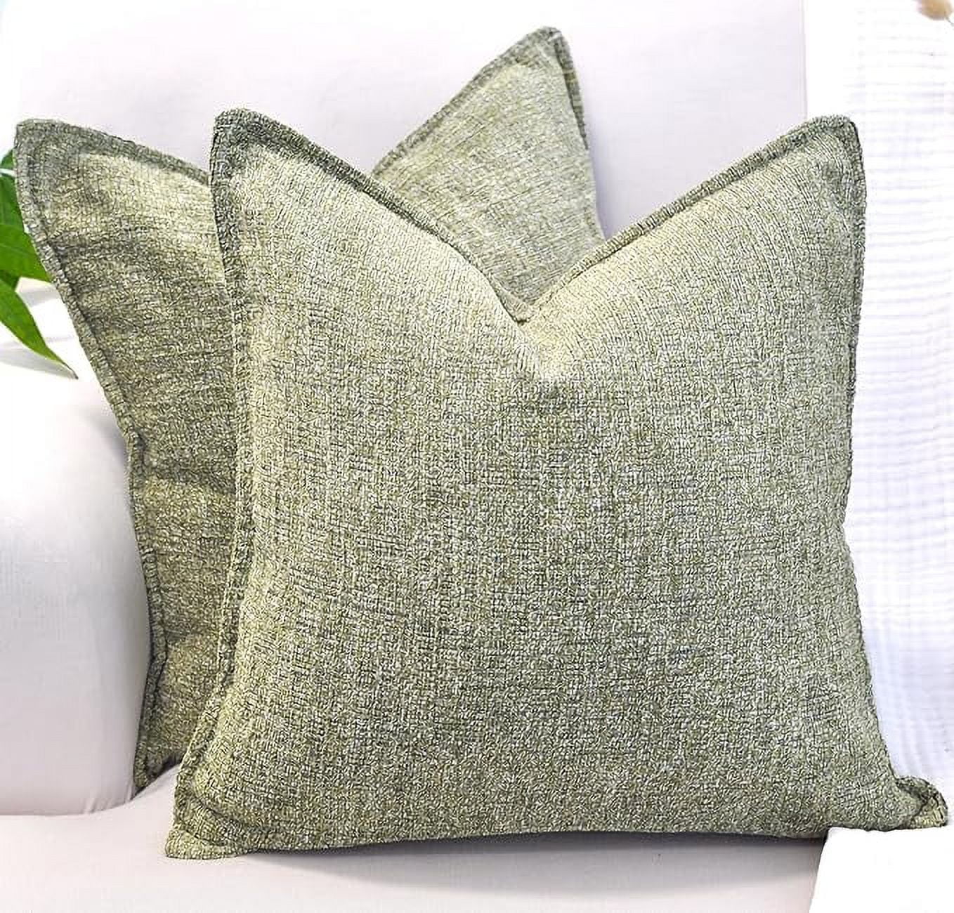 24x24 pillow covers Olive Green Set of 2, Textured Chenille Large Square Cushion Covers / Pillow Shams, Oversized Soft Pillowcases For Sofa Throw Pillows