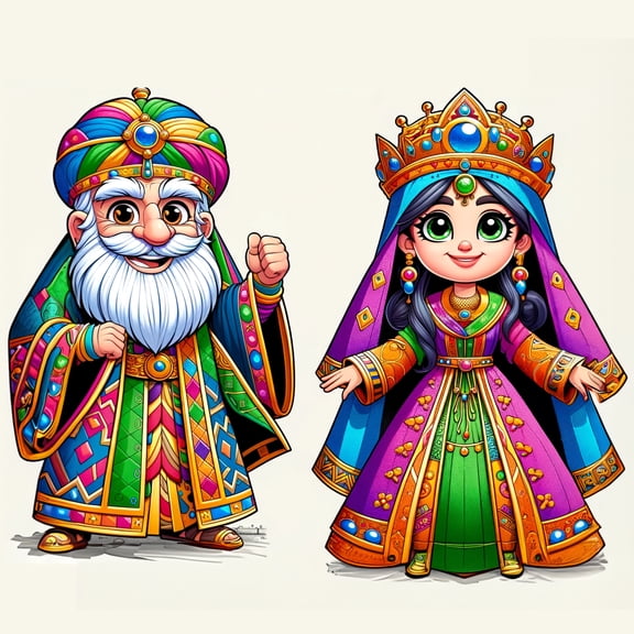 24x24in Biblical characters Mordecai and Princess Esther Purim 【Coated Paper】