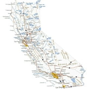 Wall Art Impressions Coated Paper California Road Map with Cities and Highways, 24x24