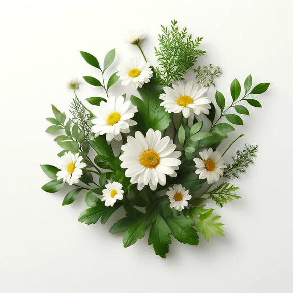 24x24in Elegant Daisy Arrangement with Lush Greenery 【Photo Paper】