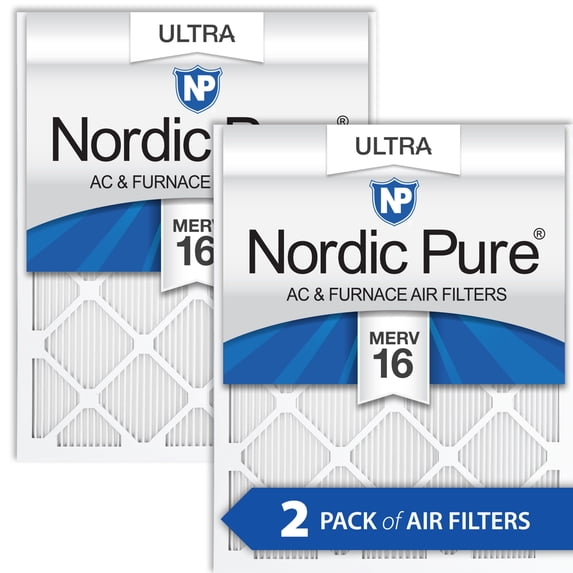 24x24x1 (Actual: 23_3/8x23_3/8) Nordic Pure Ultra MERV 16 Air Filters 2 Pack